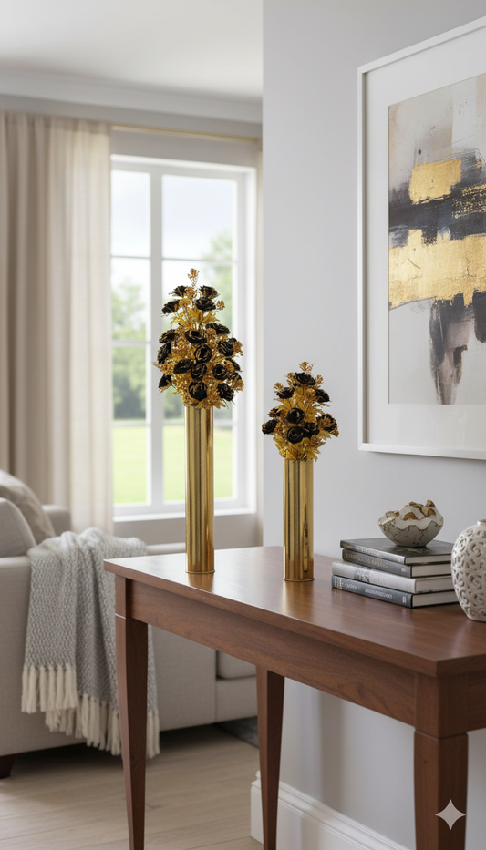 Black and Gold Rose Vases (Set of 3)