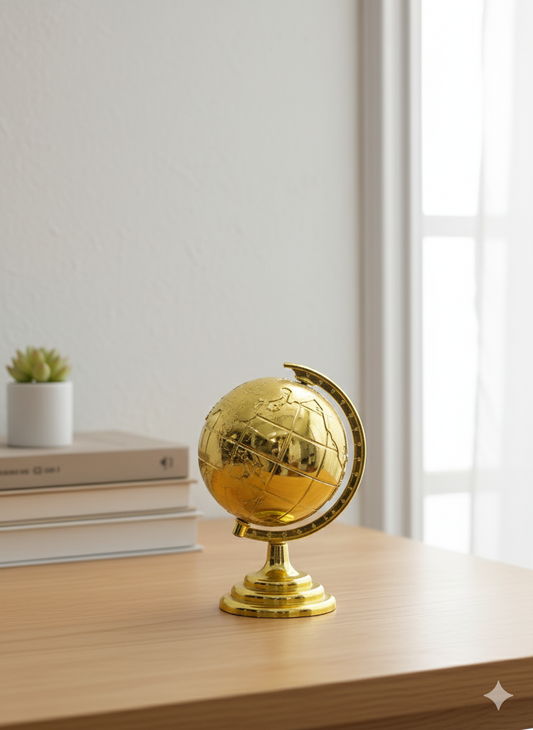 Vintage Brass-Finish Decorative Globe