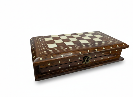 Teakwood Chess Board Box with Inlay Work