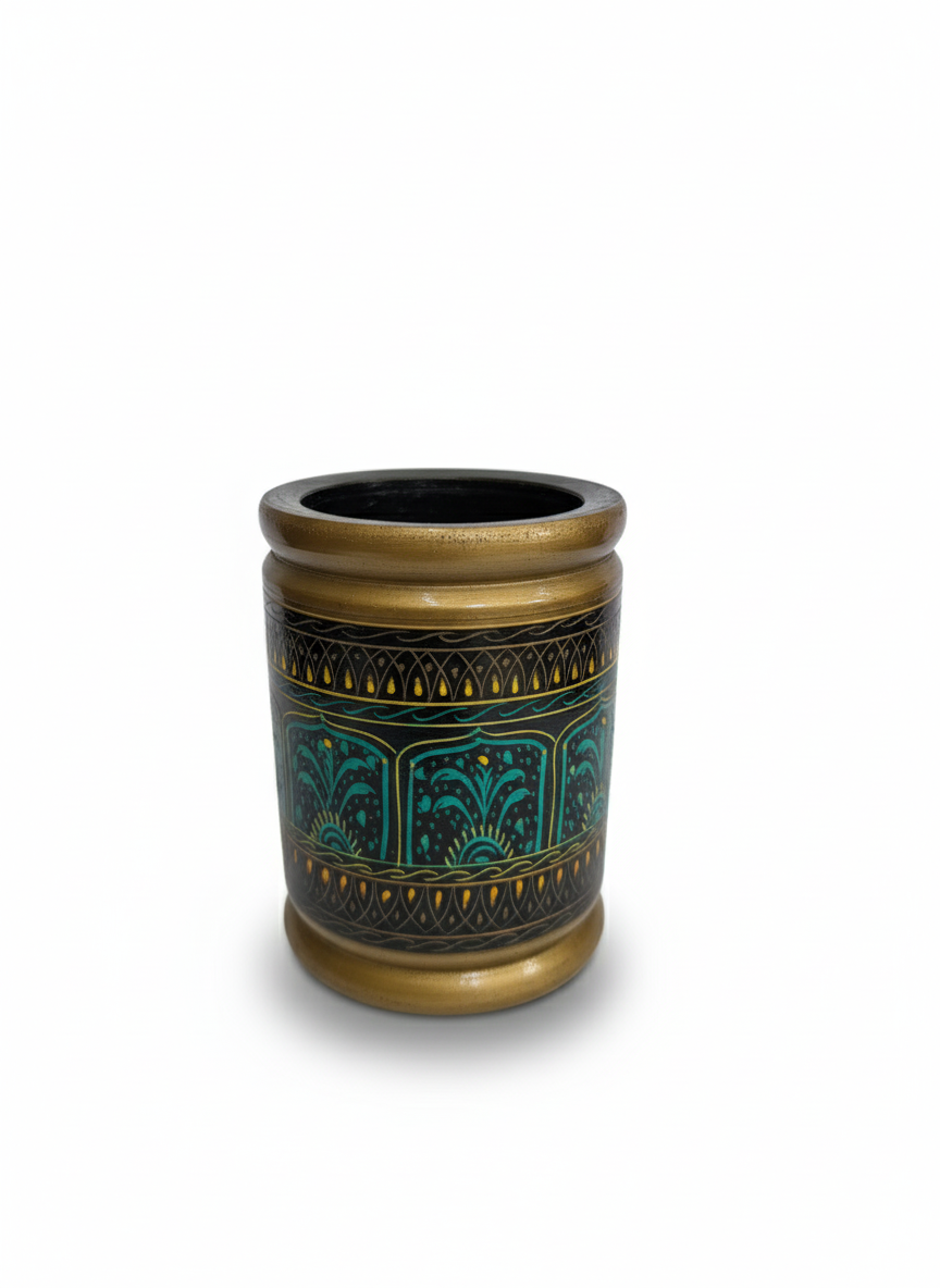 Hand-Painted Wooden Pen / Brush Holder (Mughal Style)