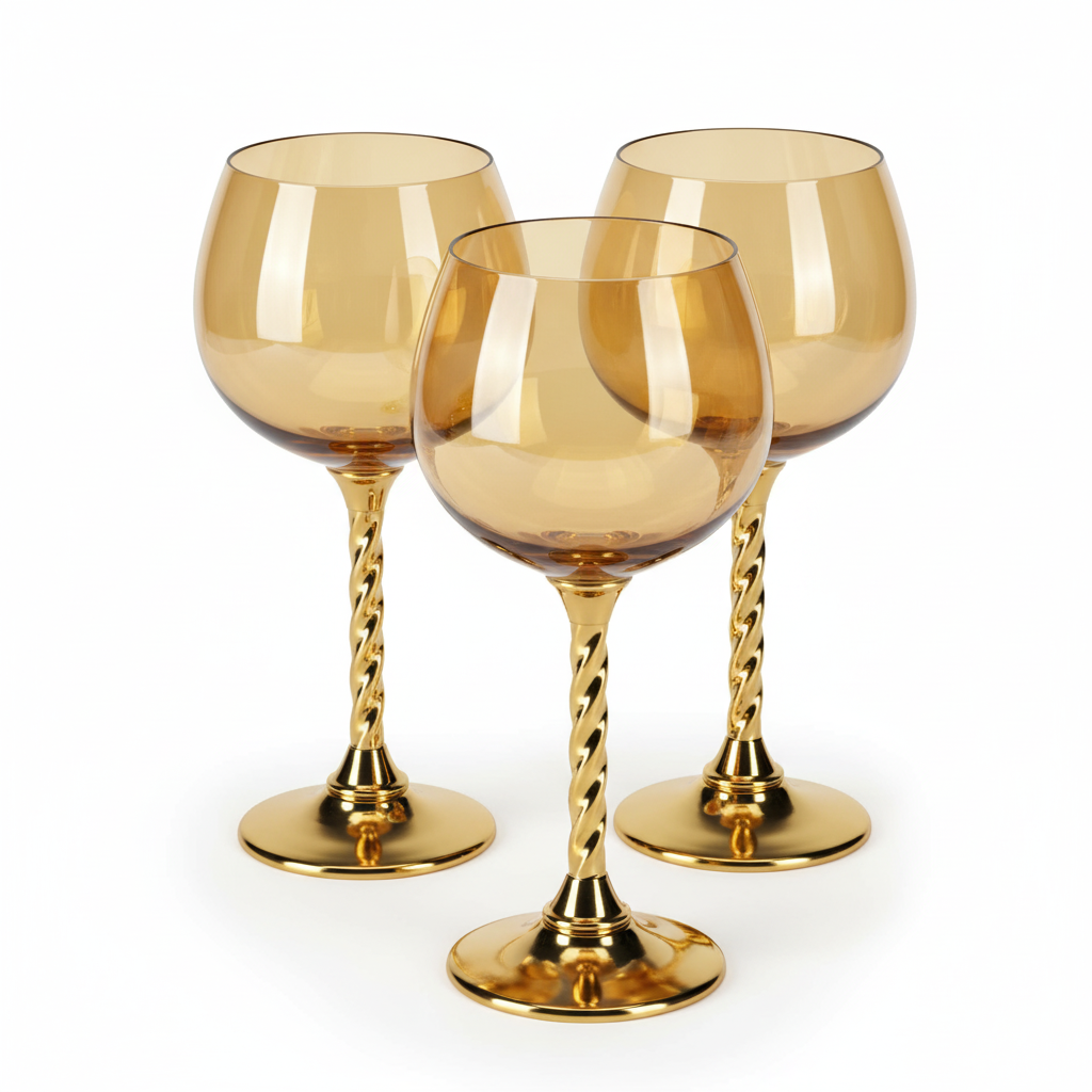 Amber Elegance Wine Glass Set (Set of 3)