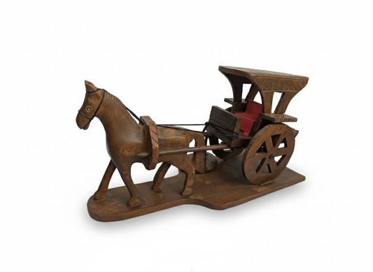 Handcrafted Wooden Horse Carriage Showpiece (Vintage Decor)