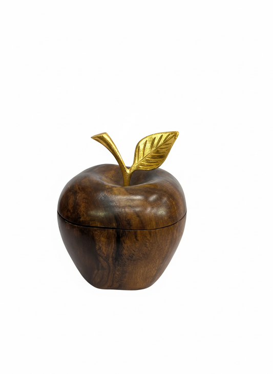 Decorative Apple Tea Mat Case with Golden Leaf Lid