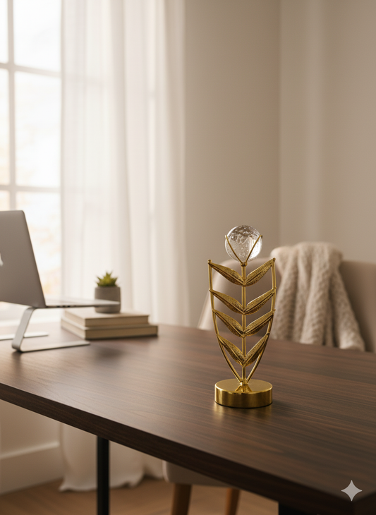 Golden Leaf Crystal Decor Piece