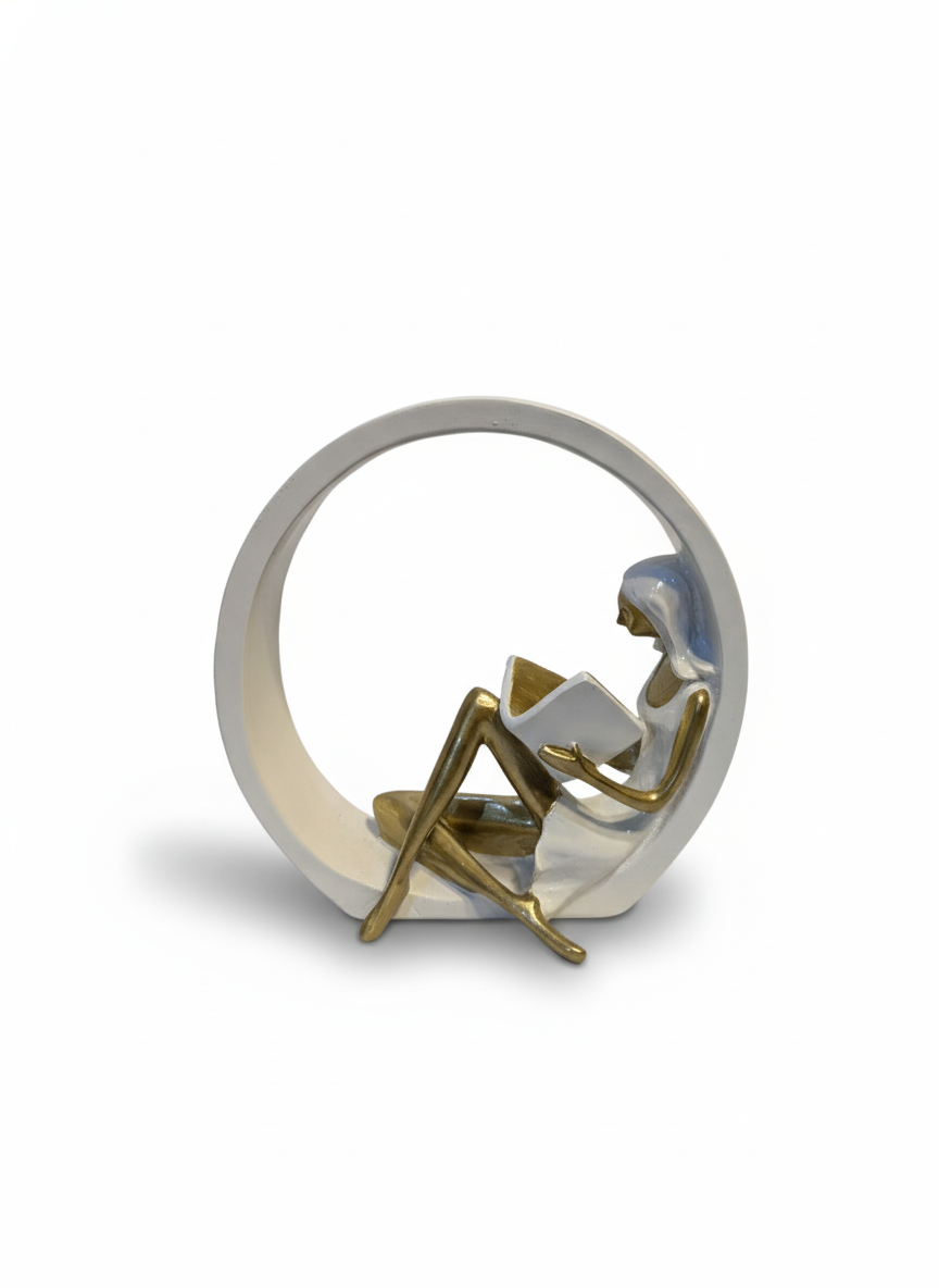 Elegant Lady Sitting Sculpture 2 pcs set