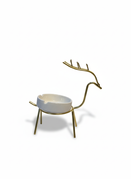 Golden Reindeer Ceramic Holder