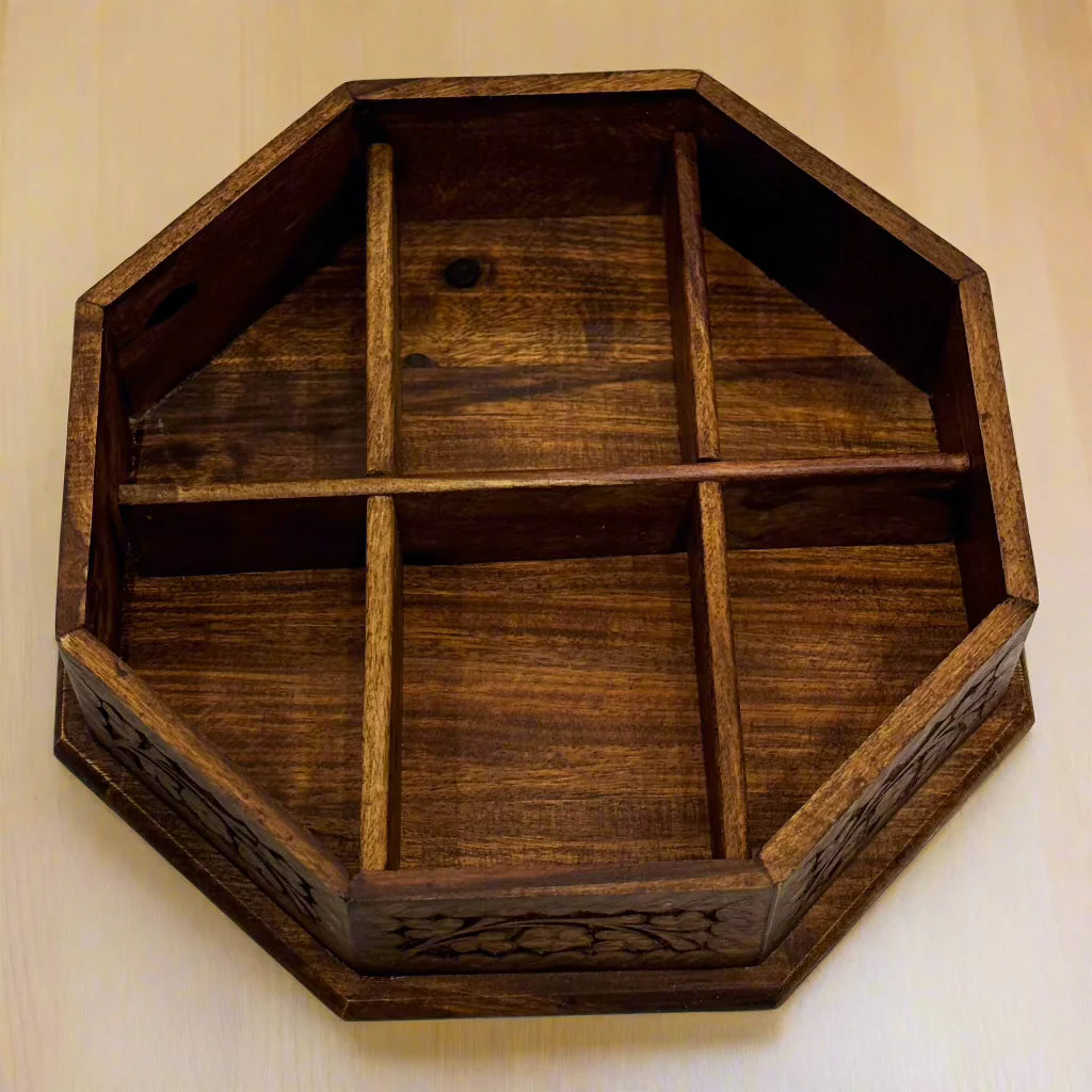 Handcrafted Octagonal Wooden Spice Box