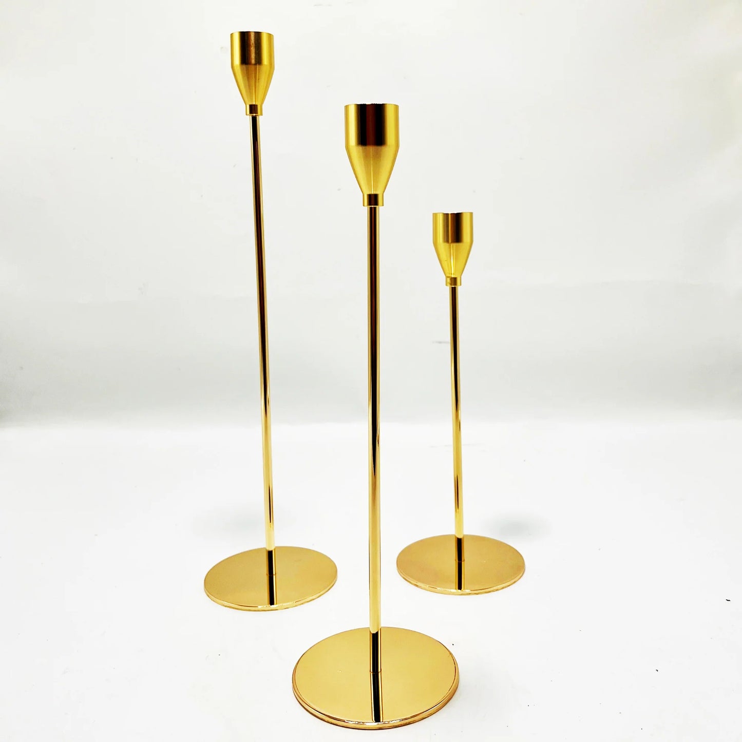 Elegant Gold Taper Candle Holder Set