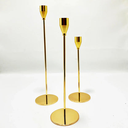 Elegant Gold Taper Candle Holder Set