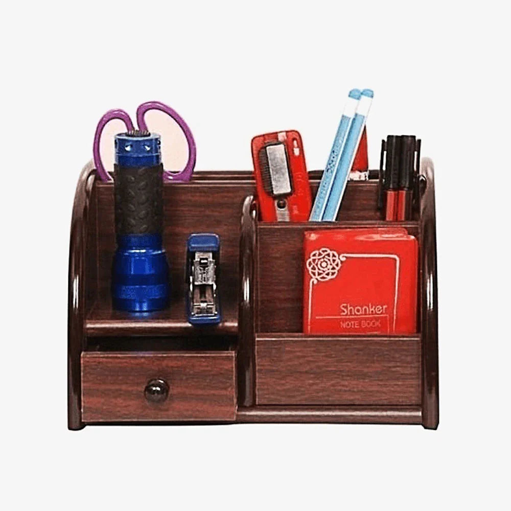 Wooden Pen Stand Holder Stationery Organizer