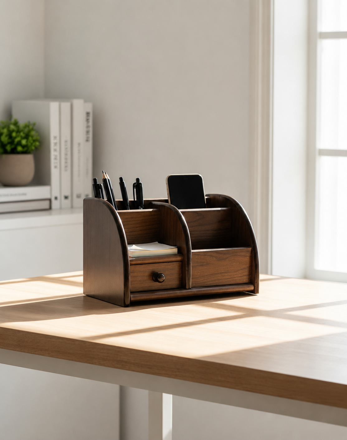 Wooden Pen Stand Holder Stationery Organizer