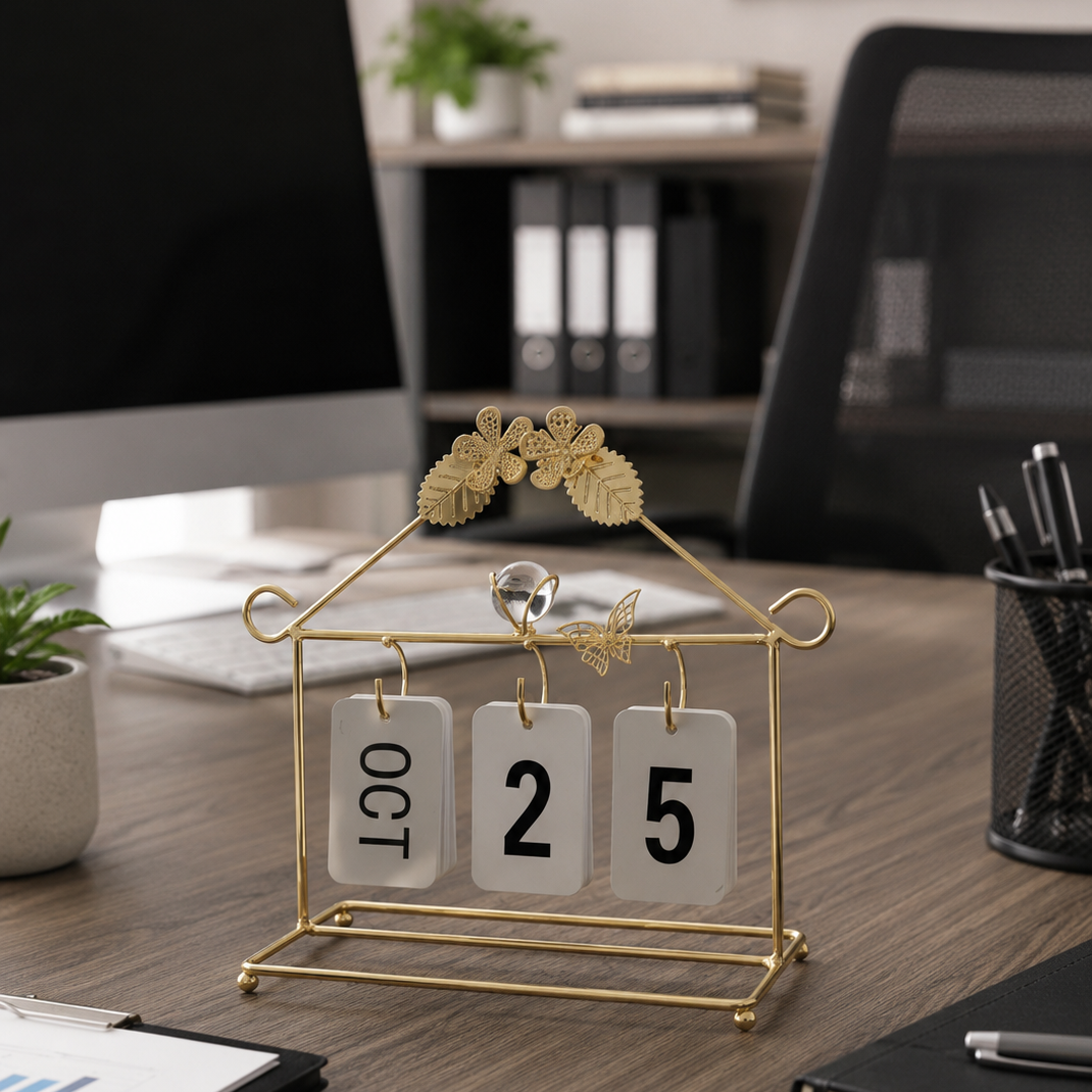 Golden Luxe Flip Desk Calendar