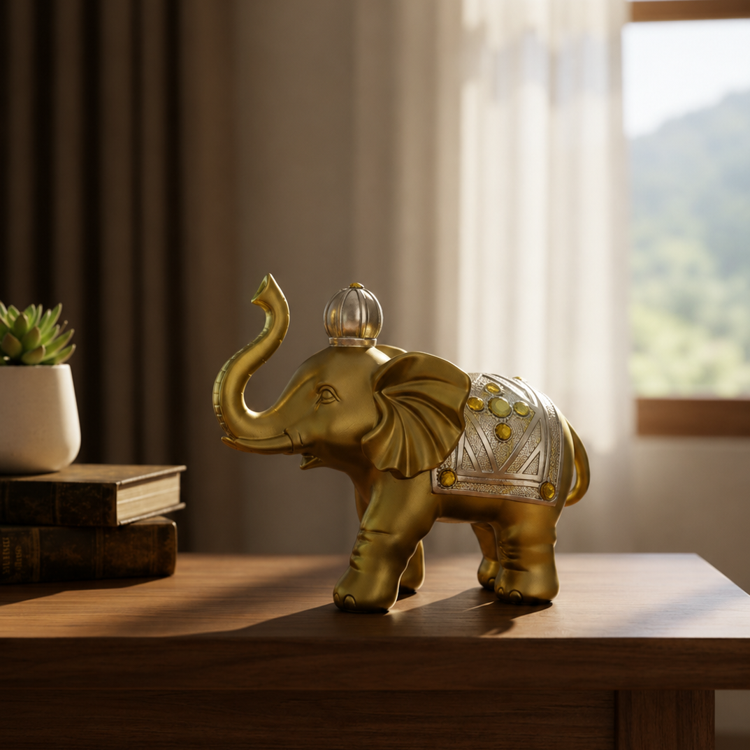 Royal Golden Elephant Decor Statue