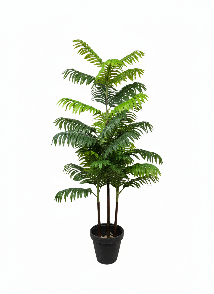 Artificial Tropical Palm Floor Plant in Black Pot