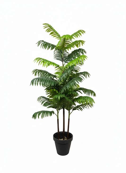 Artificial Tropical Palm Floor Plant in Black Pot