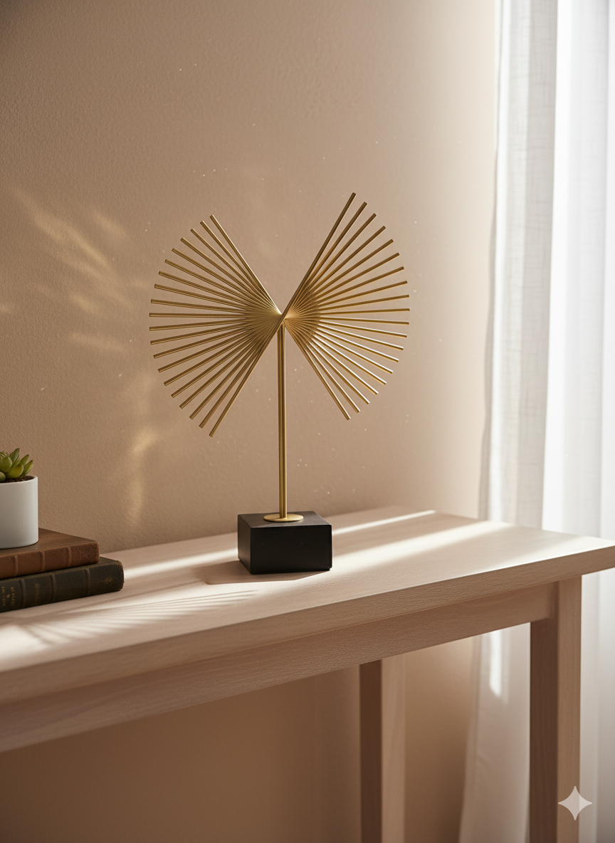 Golden Abstract Fan Sculpture