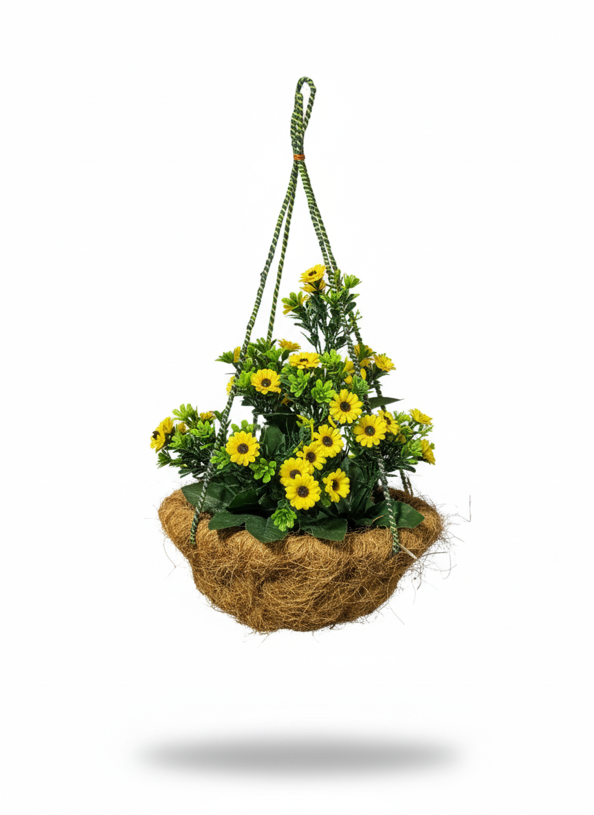 Hanging  Arrangement in Natural Coir Basket