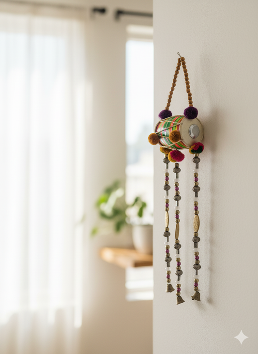 Handmade Brass Tribal Wall Hanging with Beads & Bells