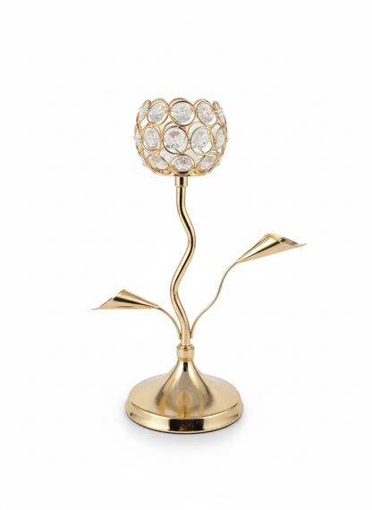 Luxury Crystal Candle Holder | Elegant Golden Table Décor