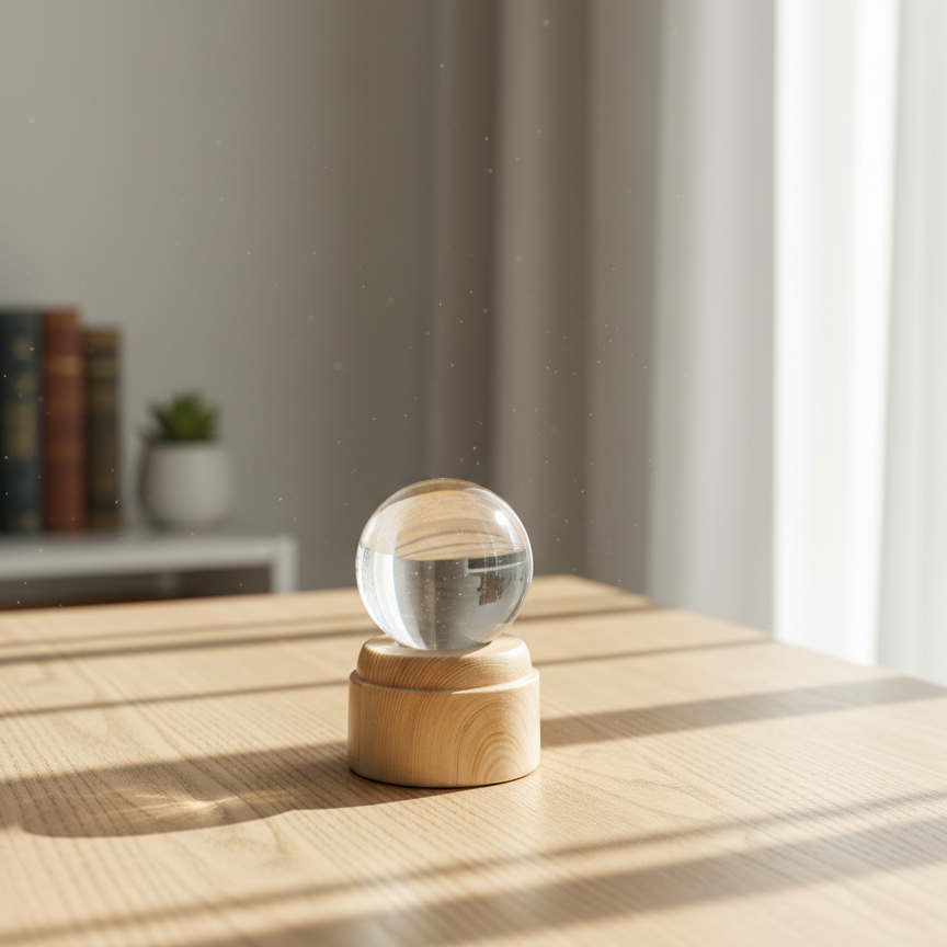 Crystal Sphere Lamp with Wooden Base
