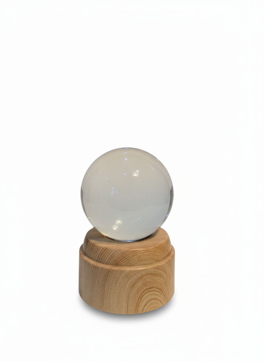 Crystal Sphere Lamp with Wooden Base