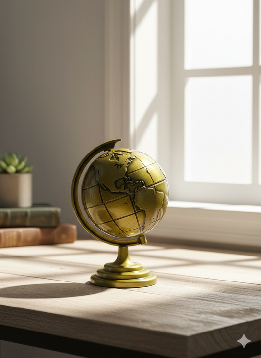 Vintage Brass-Finish Decorative Globe