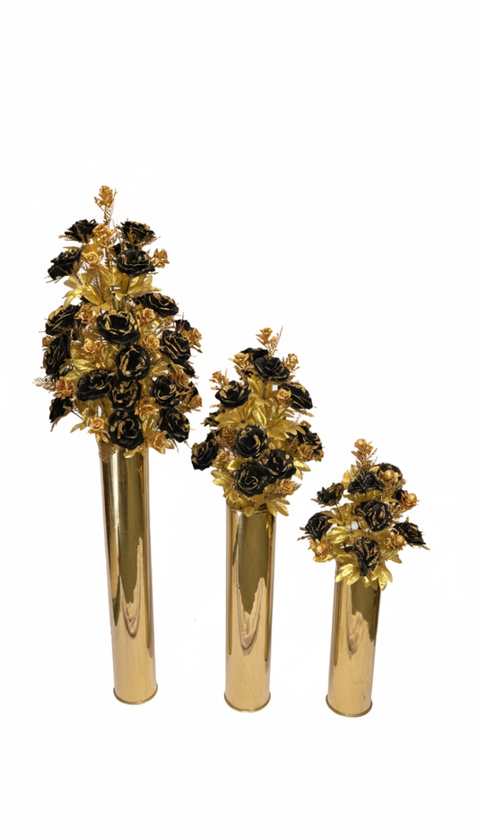 Black and Gold Rose Vases (Set of 3)