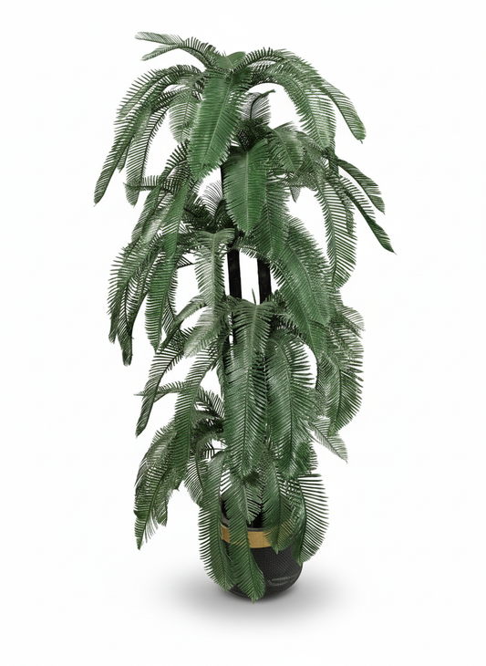 Tall Artificial Palm Tree in Decorative Black Pot