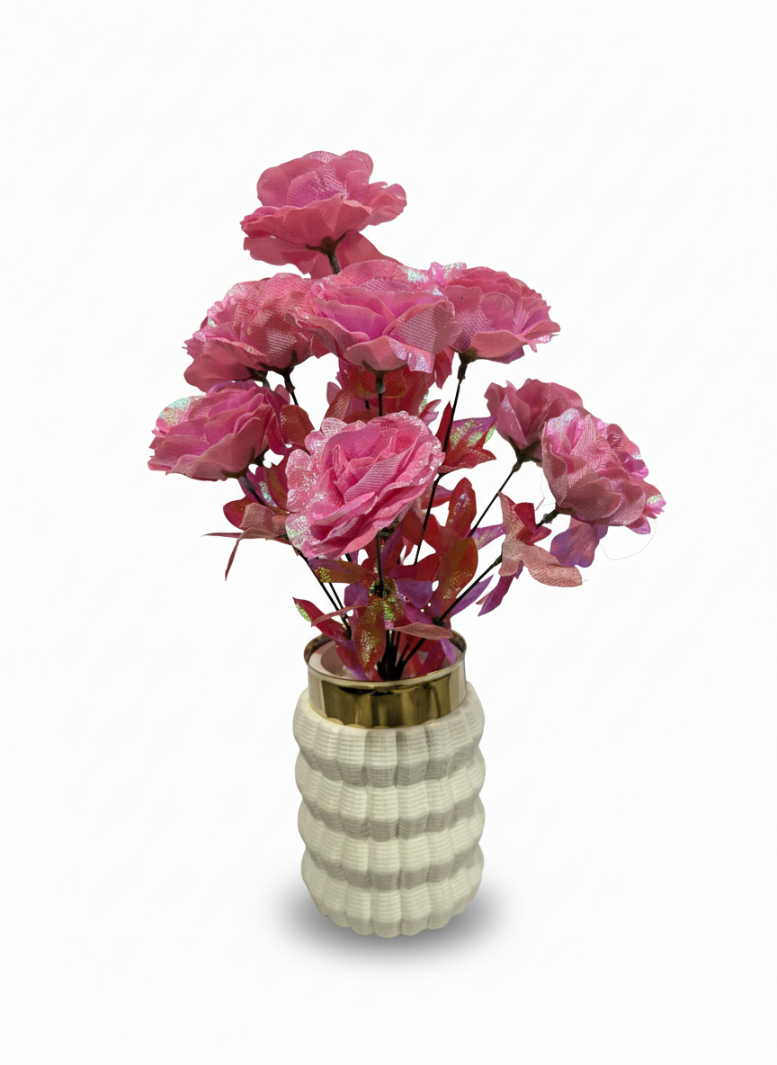 Artificial Pampas & Palm Arrangement in Textured Rope Vase