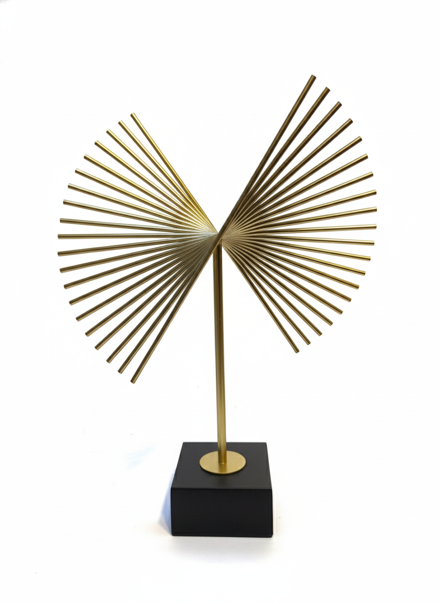 Golden Abstract Fan Sculpture