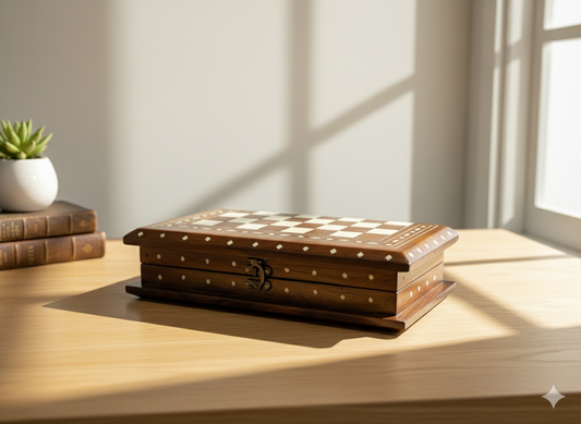 Handcrafted Wooden Chess Board – Inlay Work (Foldable)