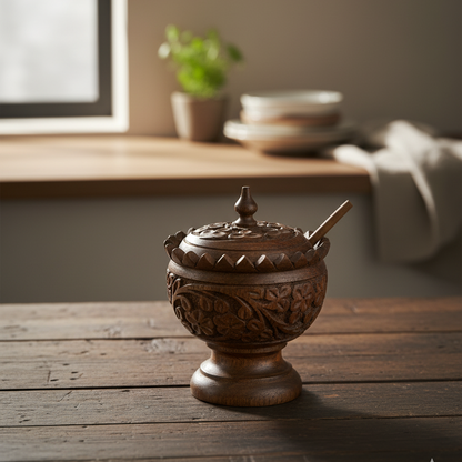 Wooden Sugar Pot