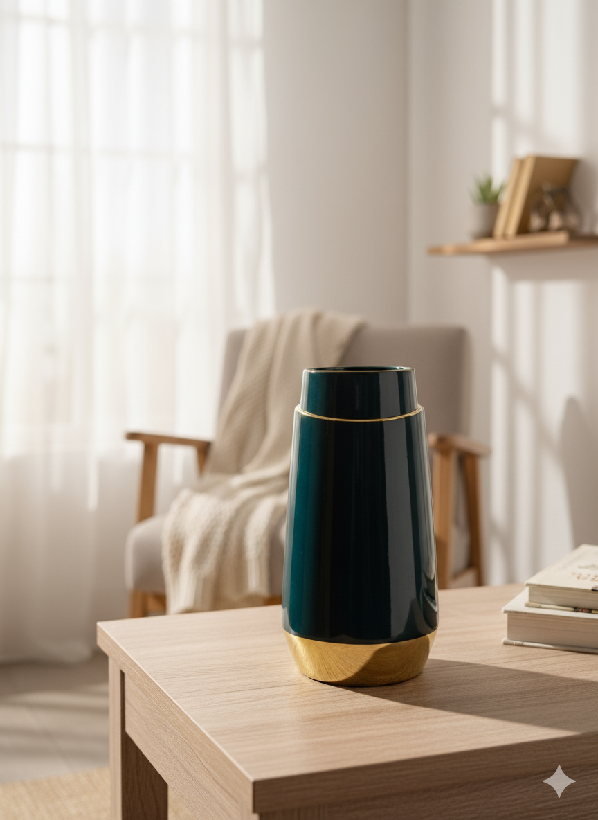 Luxury Gold & White Marble Ceramic Vase