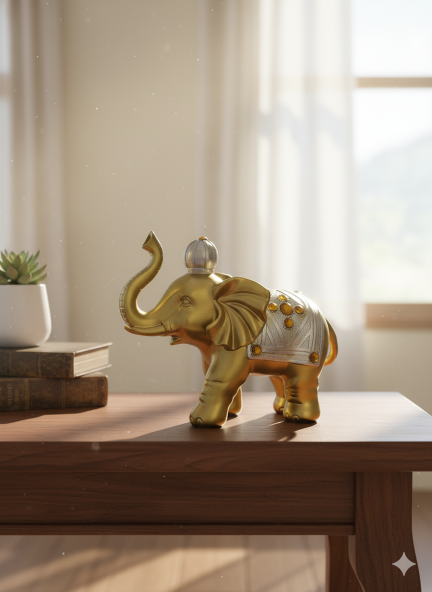 Golden Royal Elephant Figurine