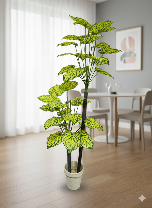 Artificial Variegated Leaf Floor Plant in Pot