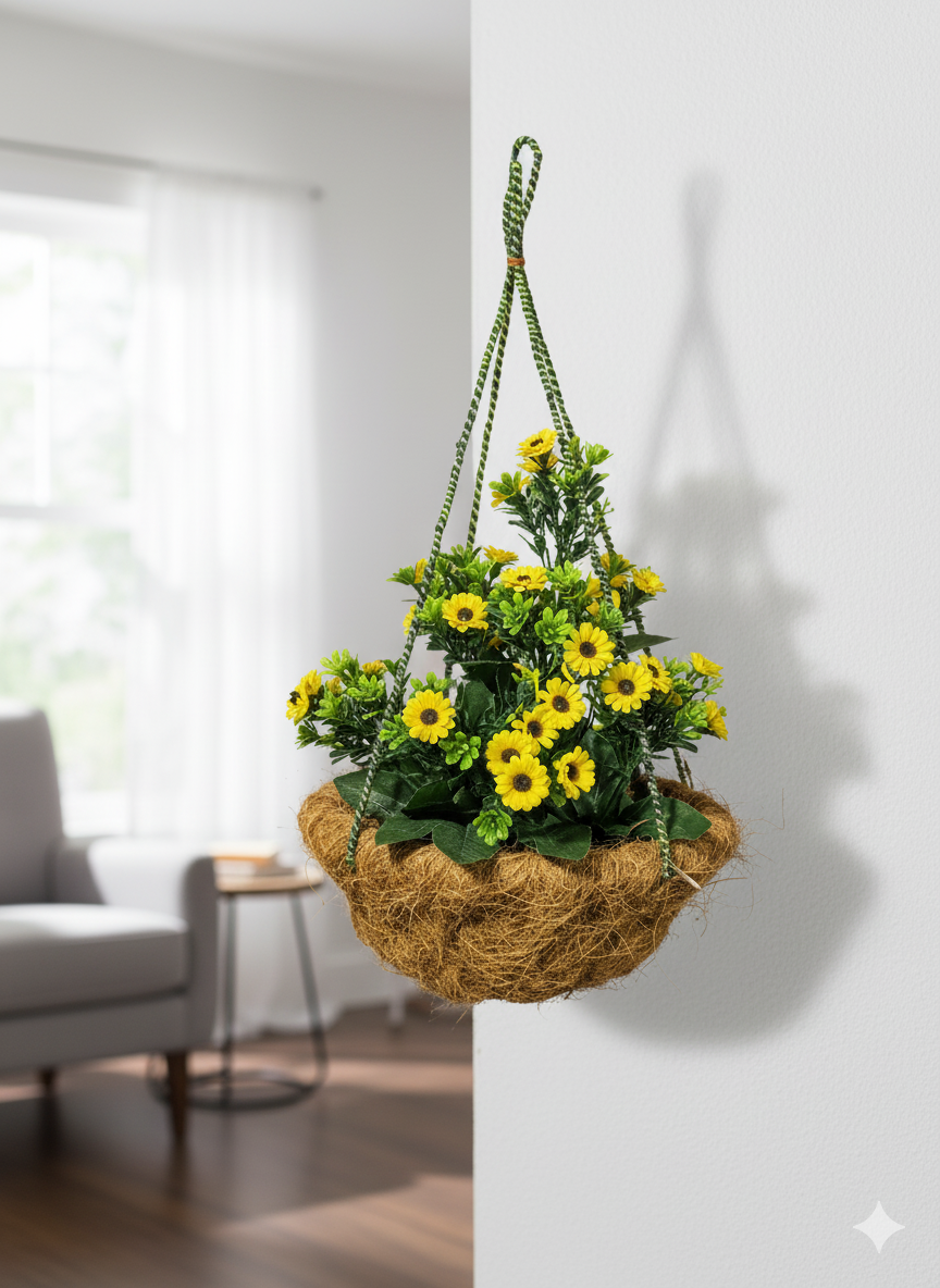 Hanging  Arrangement in Natural Coir Basket