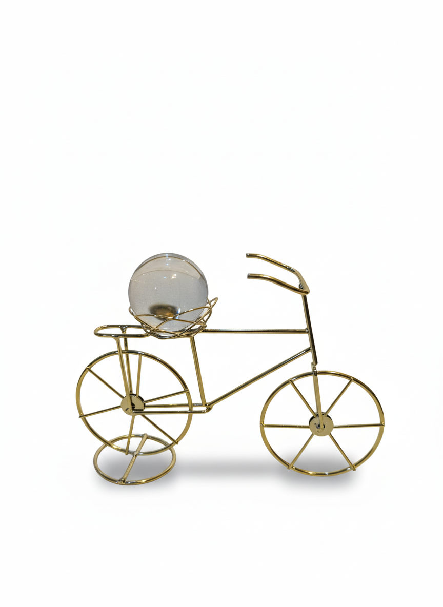 Vintage Gold Bicycle Planter with Succulent Pot