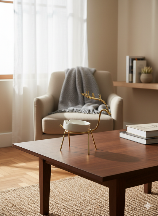 Golden Reindeer Ceramic Holder