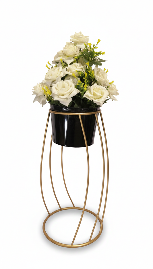 Gold Metal Stand with Rose Arrangement
