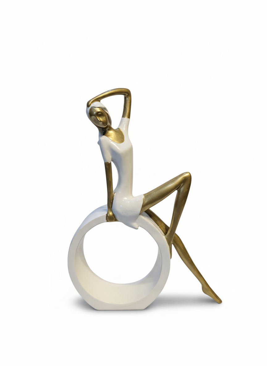 Elegant Lady Sitting Sculpture 2 pcs set