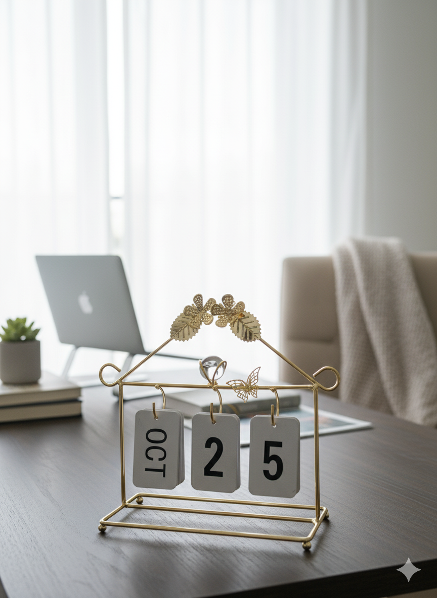 Golden Butterfly Perpetual Desk Calendar