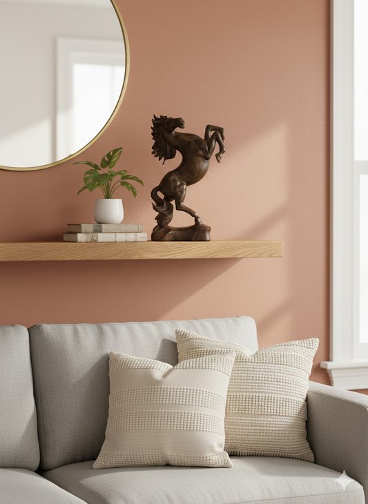 Hand-Carved Wooden Rearing Horse Sculpture