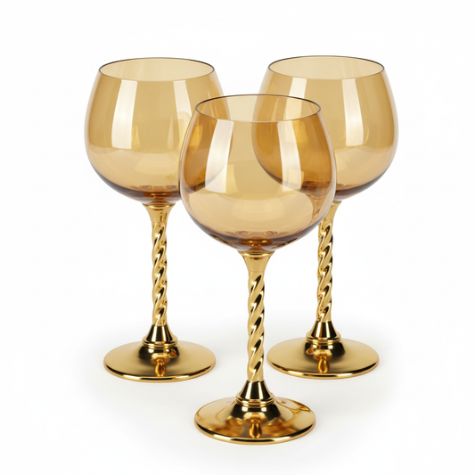 Amber Elegance Wine Glass Set (Set of 3)