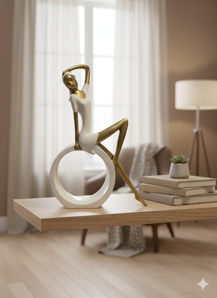 Elegant Lady Sitting Sculpture 2 pcs set