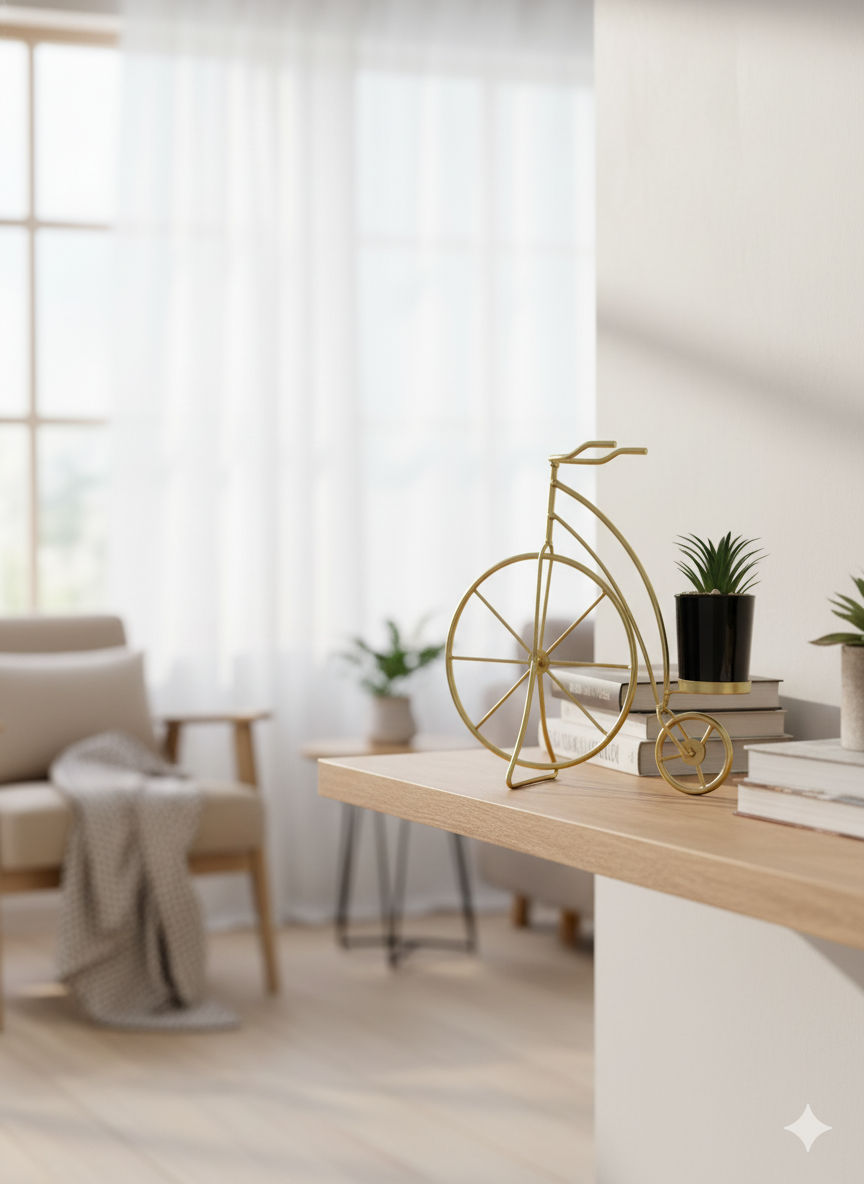 Vintage Gold Bicycle Planter with Succulent Pot