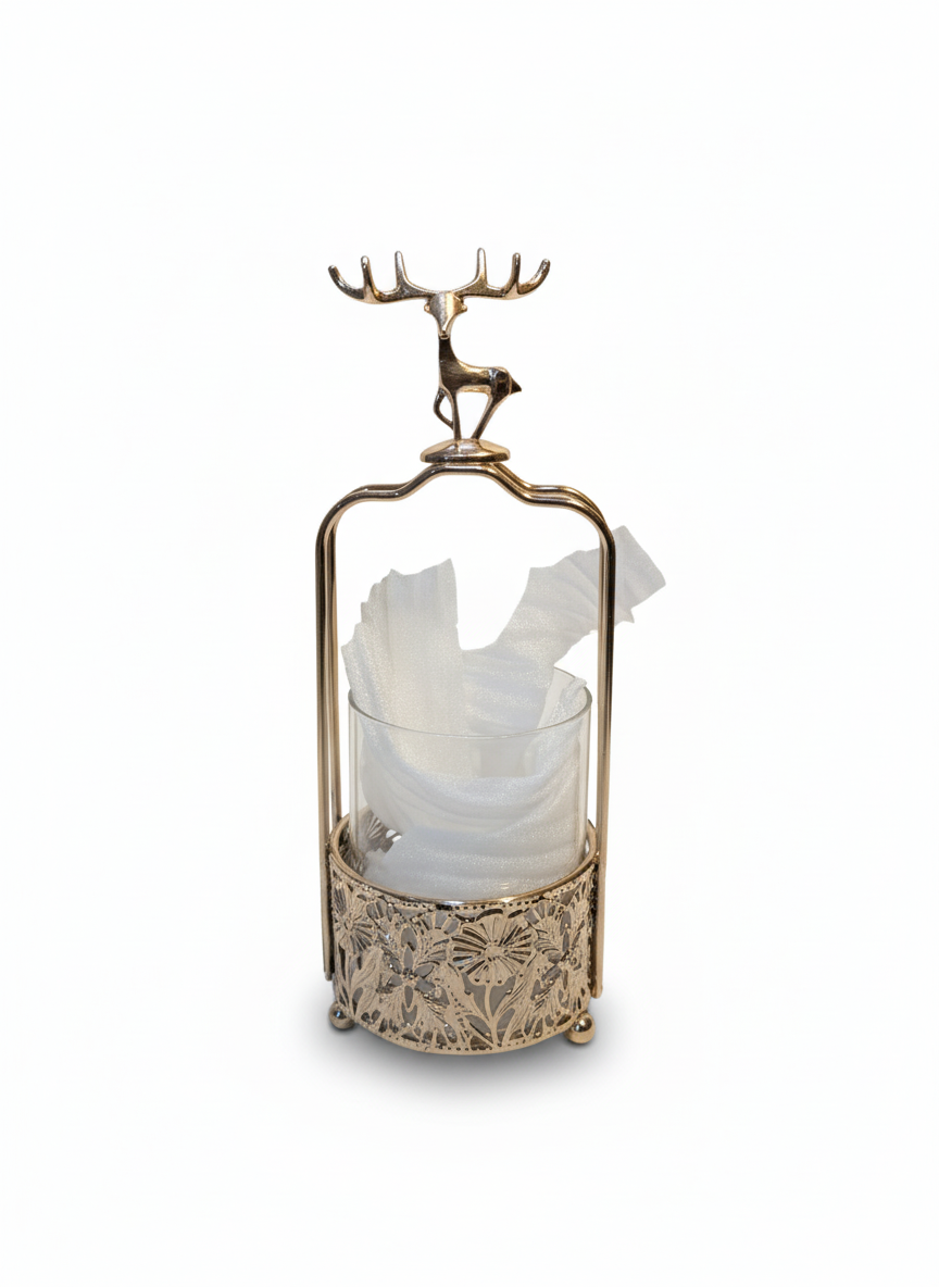 Golden Reindeer Tissue Holder