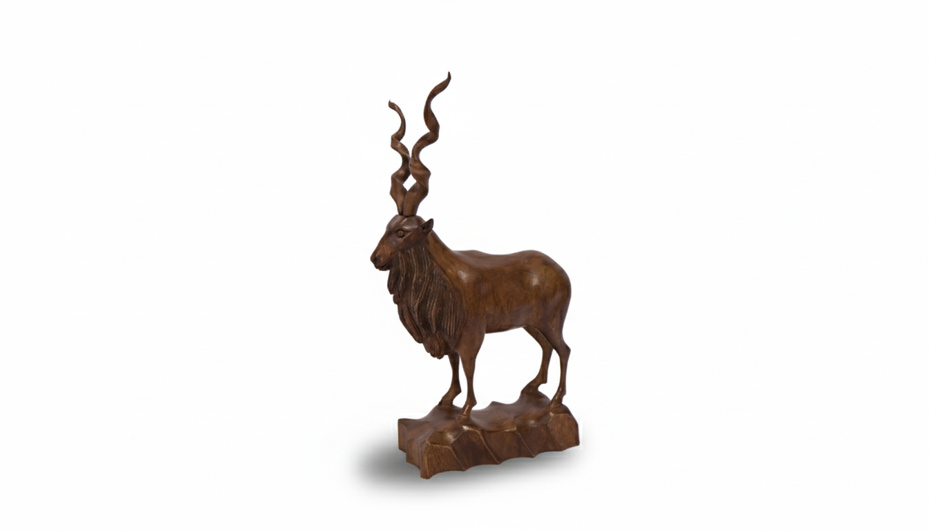 Elegant Wooden Deer Sculpture