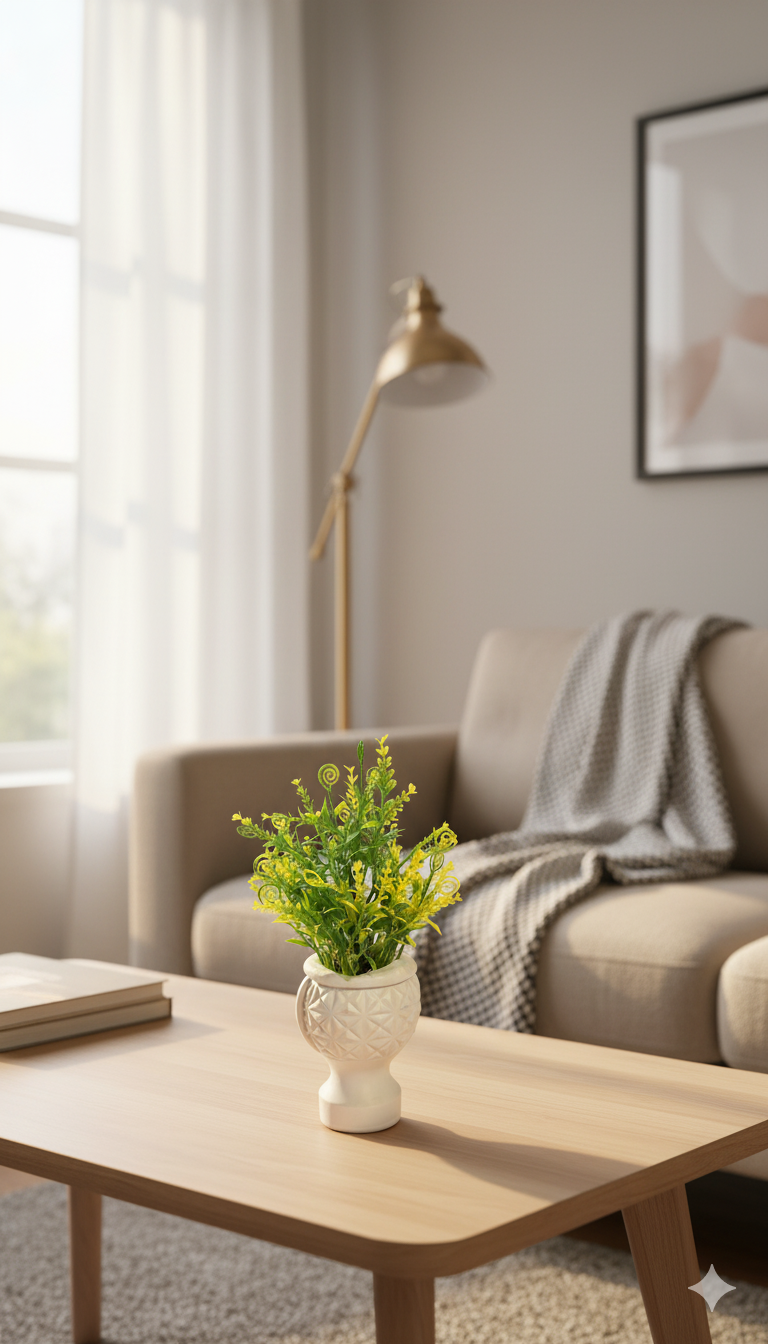 Artificial Yellow Fern Plant. (KIYARI)