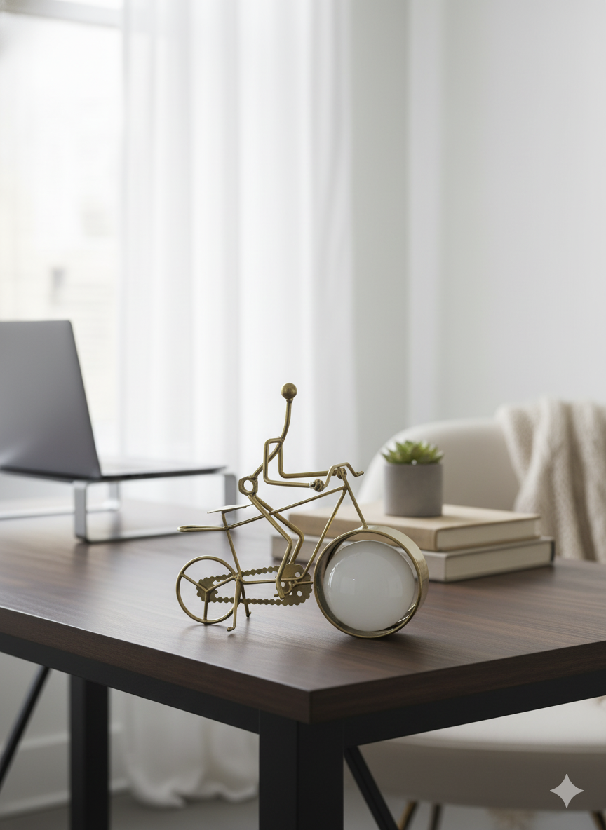 Vintage Gold Bicycle Planter with Succulent Pot