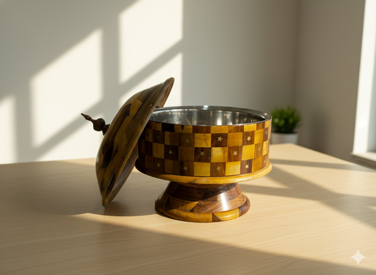 Wooden Inlay Pedestal Box for Dry Fruits & Sweets